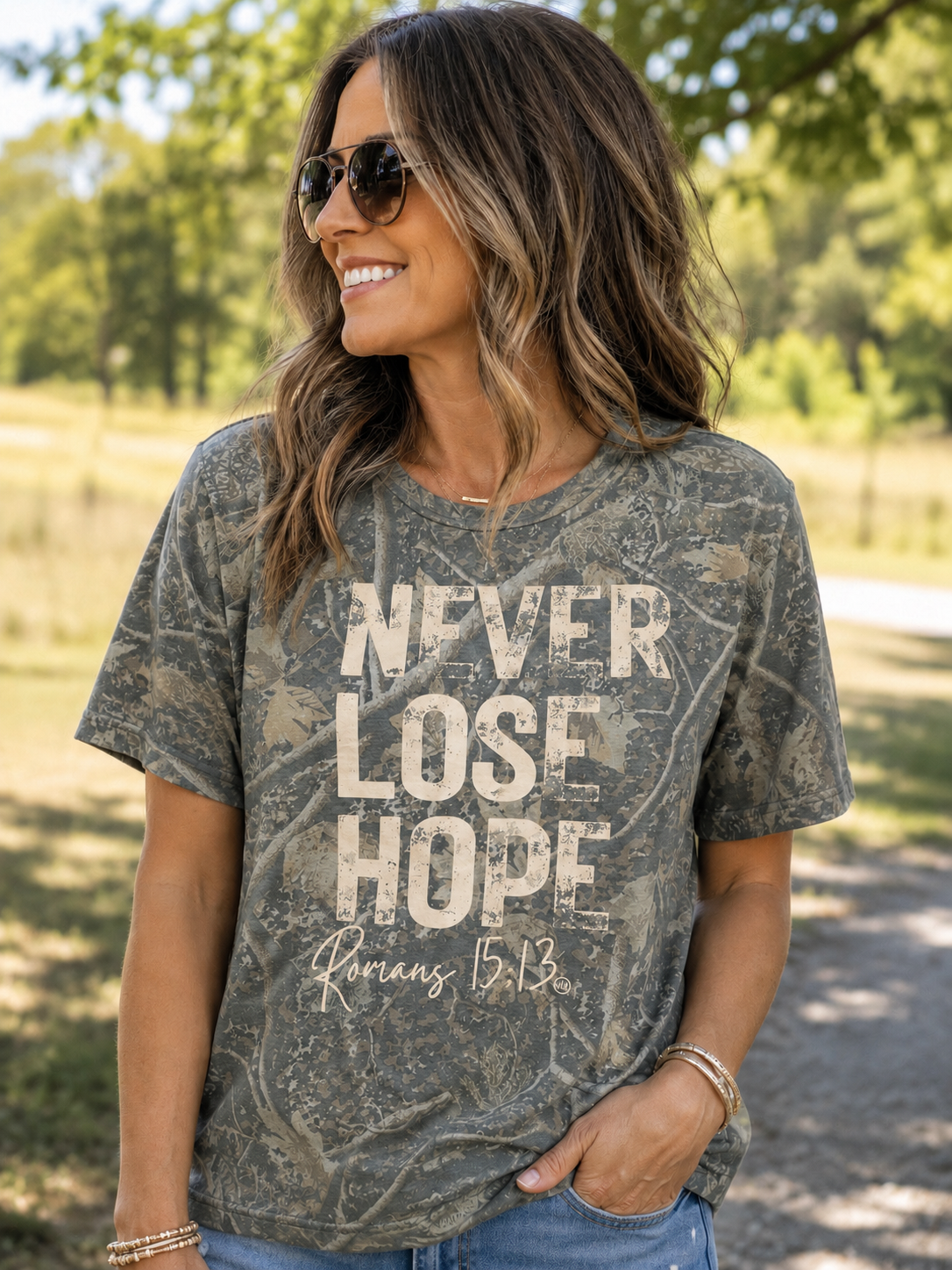 Never Lose Hope Camo Christian Tee