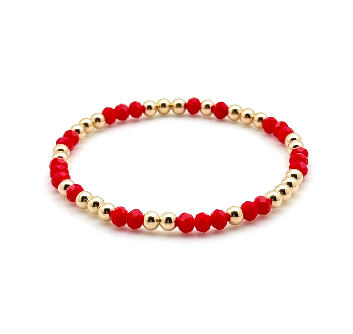14K Gold Filled + Red Crystals Bracelet