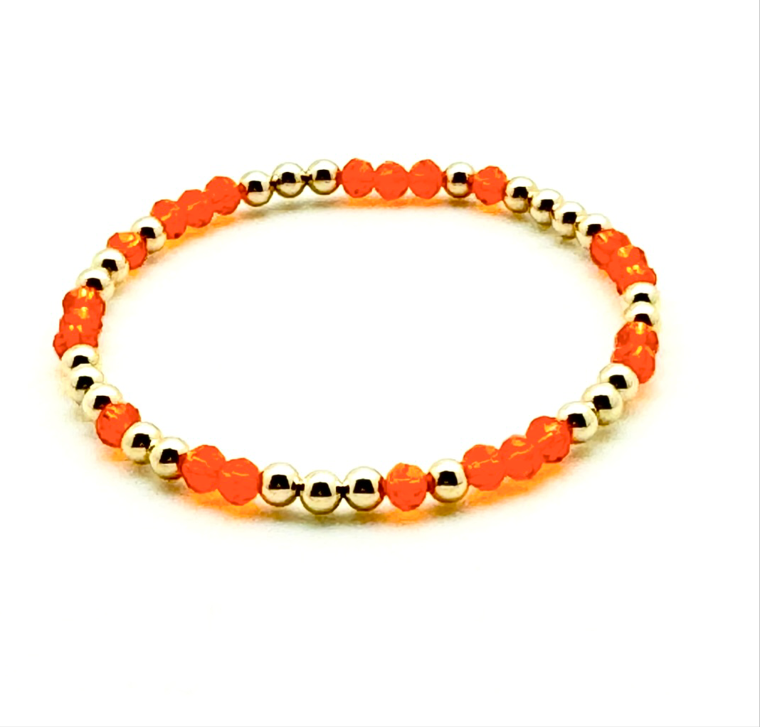 14K Gold Filled + Clear Orange Crystals Bracelet