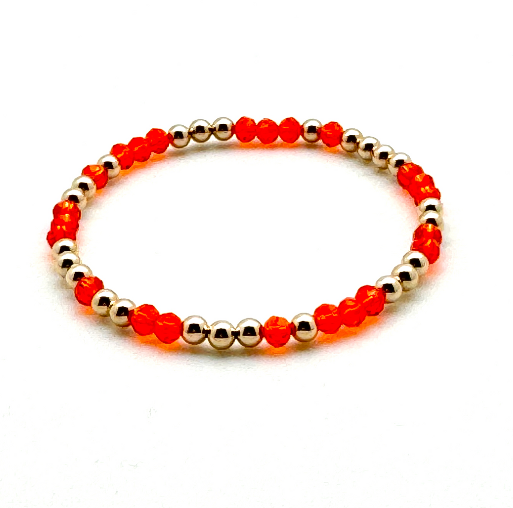 14K Gold Filled + Clear Orange Crystals Bracelet