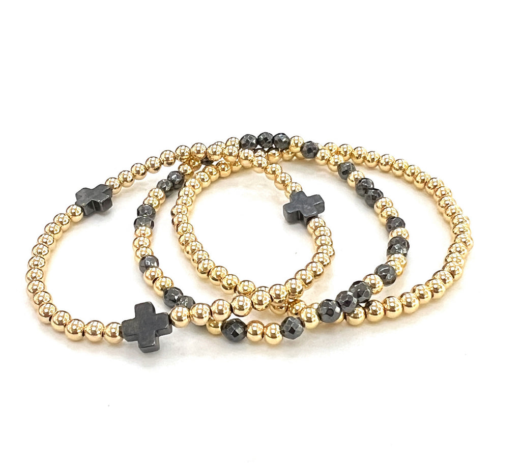 14K Gold Filled Cross Eternity Bracelet