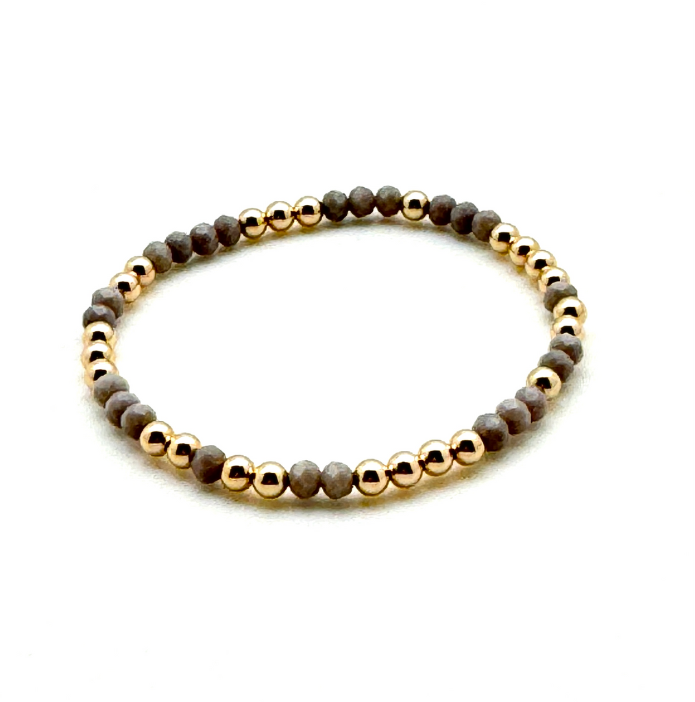 14K Gold Filled + Gray Crystal Bracelet