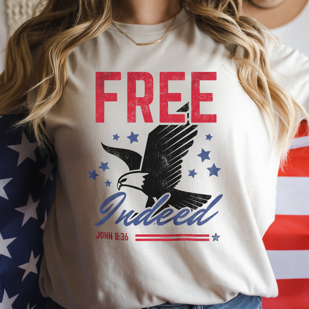 Free Indeed Eagle July 4th Christian Tee
