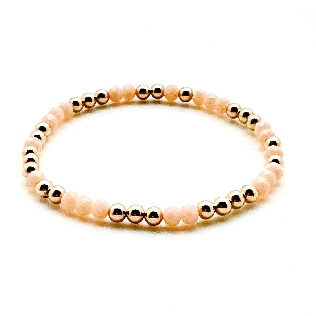 14K Gold Filled + Nude Pink Crystal Bracelet