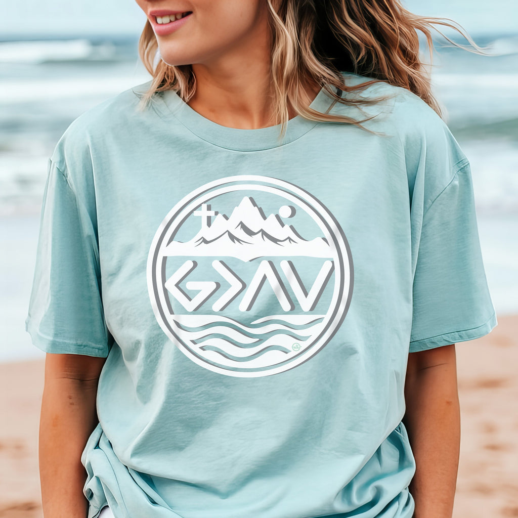 God is Greater than our Highs and Lows Christian Tee