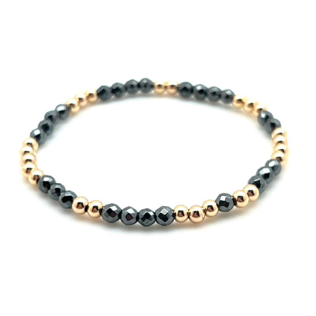 14K Gold Filled Hematite & Gold Eternity Bracelet