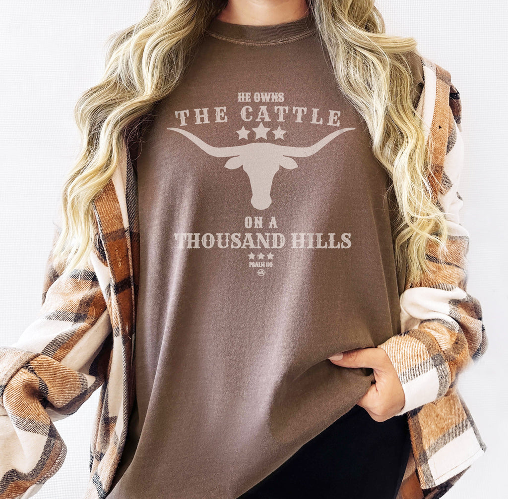 He Owns the Cattle on a Thousand Hills Christian Tee