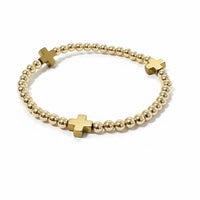 14K Gold Filled Hematite Gold Cross Bracelet 4mm