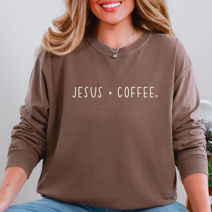 Jesus + Coffee Espresso Long Sleeve T-shirt