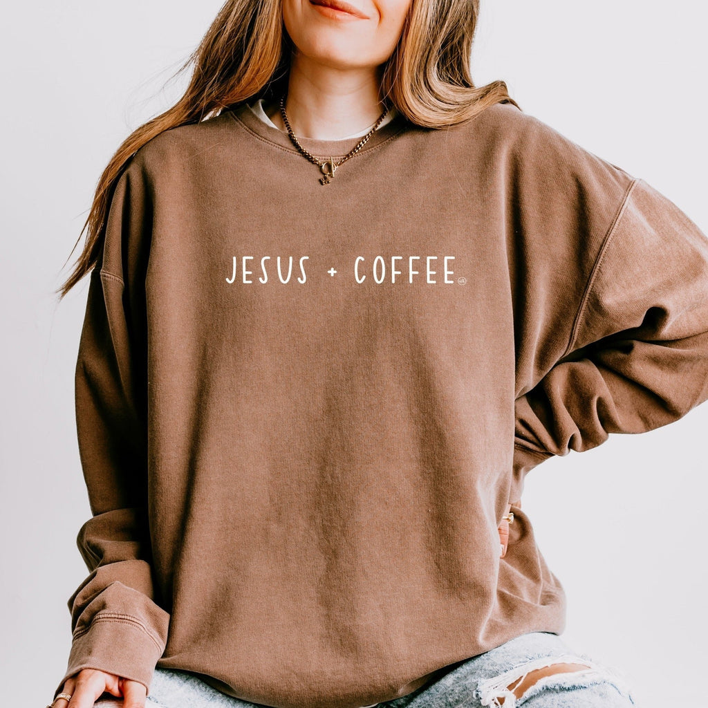 Jesus + Coffee Espresso Lightweight Sweatshirt