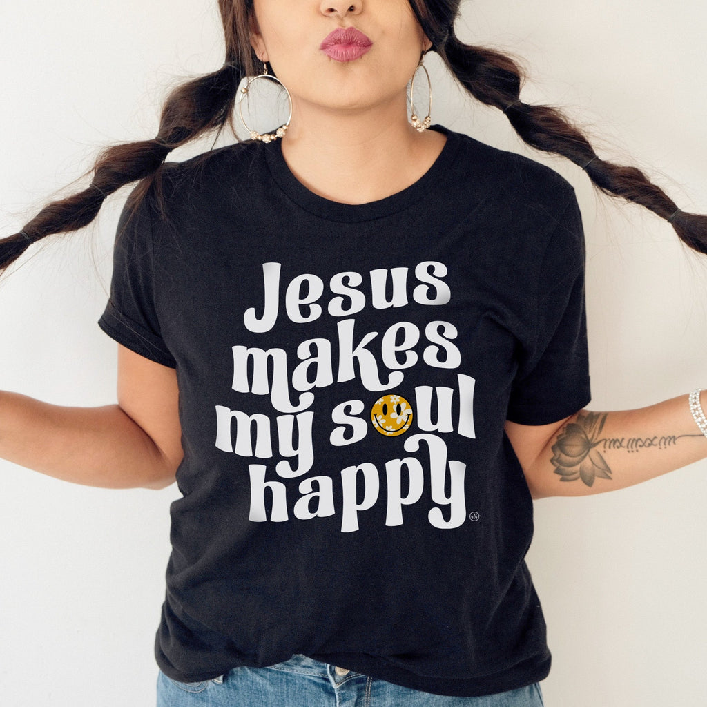 Jesus Makes My Soul Happy Smiley Faith Tee