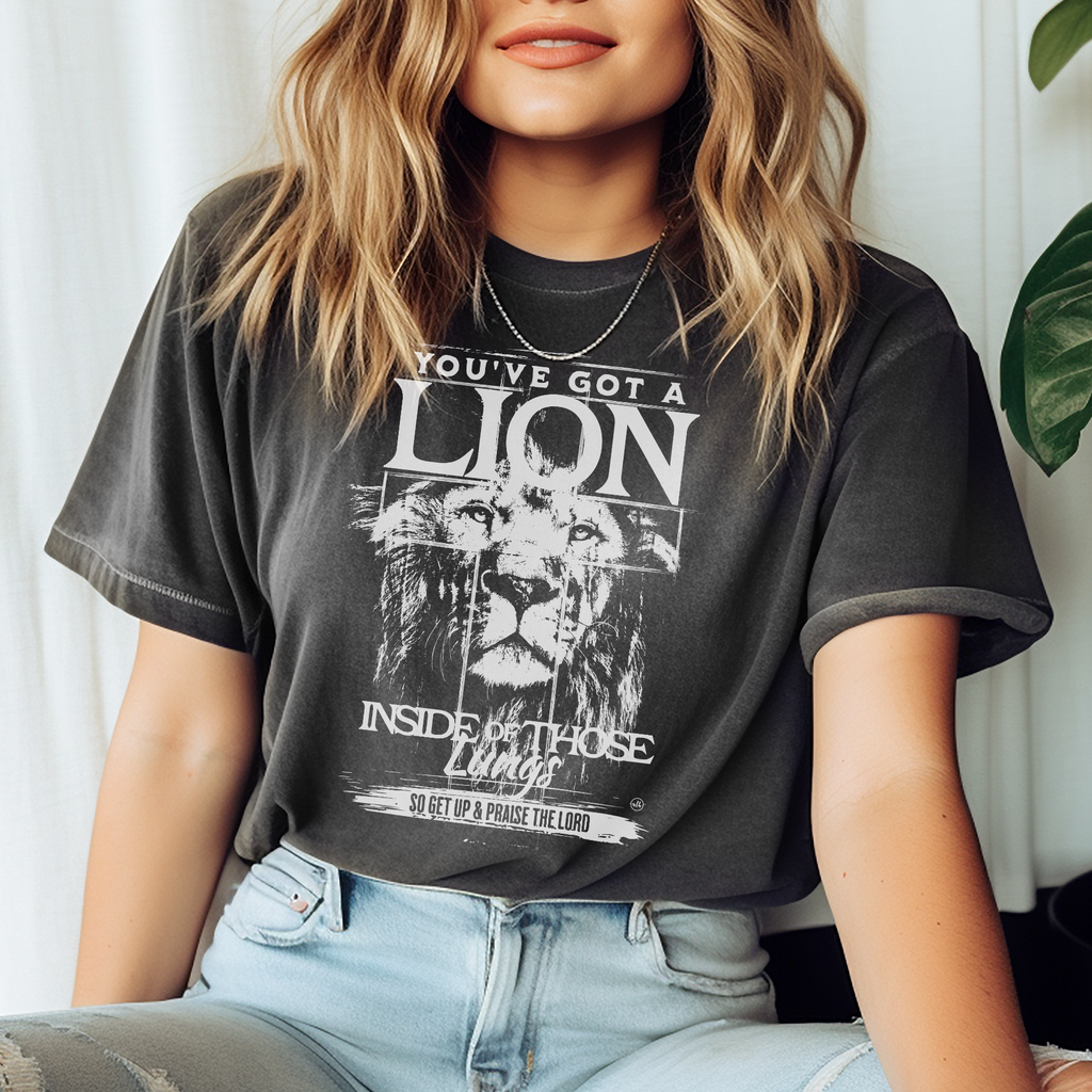Lion Inside Those Lungs Pepper Christian Tee