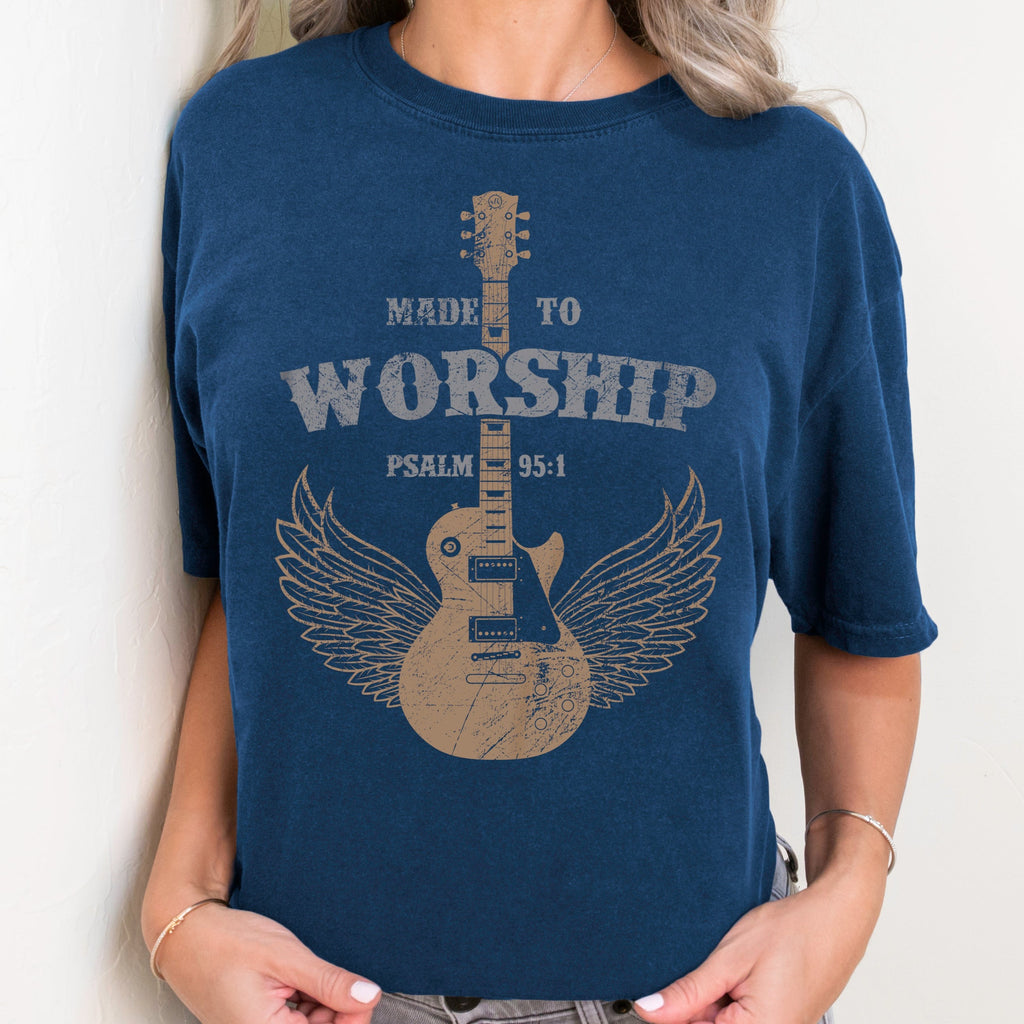 Made to Worship Navy Comfort Colors Christian T-Shirt