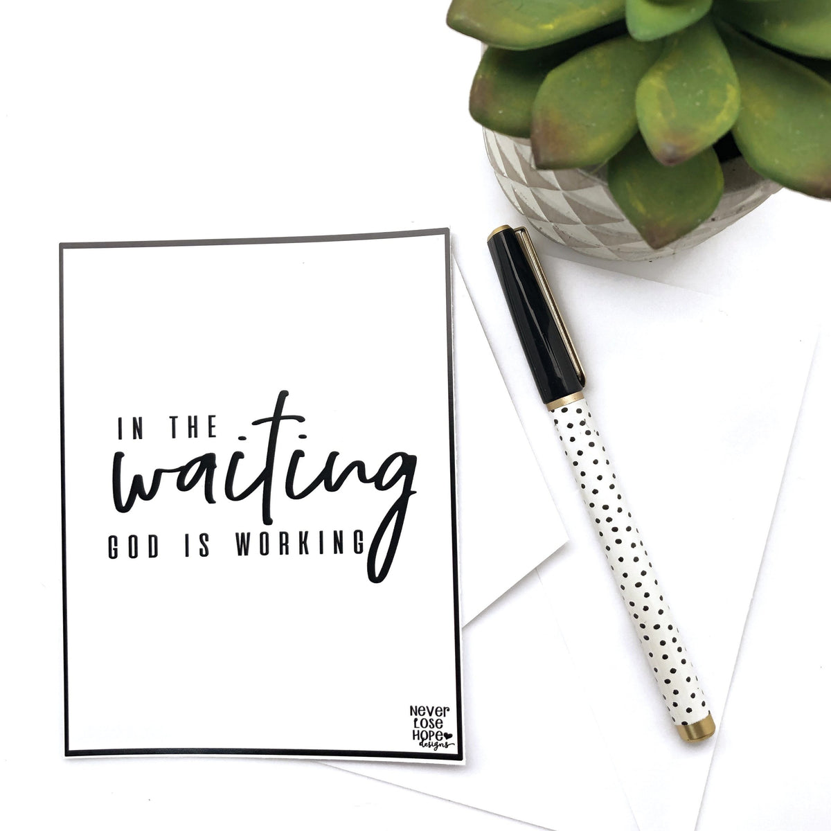 In the waiting God is working Notecard