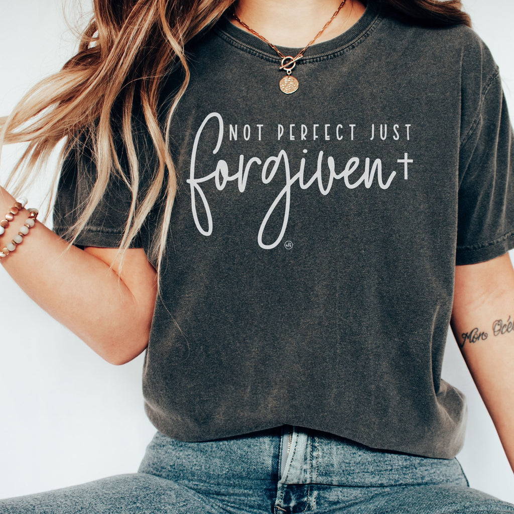 Not Perfect Just Forgiven Comfort Wash Christian T-Shirt