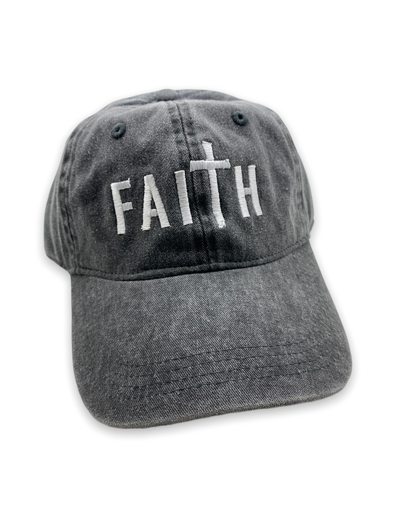 Faith Baseball Hat - Mineral Washed Gray (Pack of 4)
