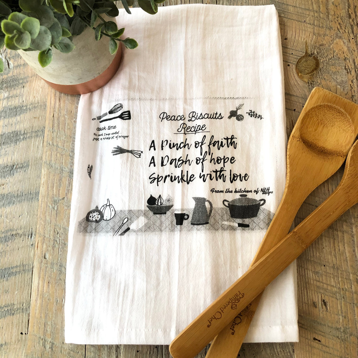 Peace Biscuit Recipe Tea Towel - 6 pack